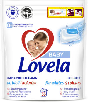 Lovela Baby Kapsułki do prania koloru i bieli hipoalergiczne 36 sztuk dla dzieci