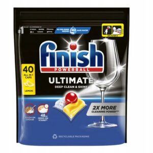 Kapsułki do zmywarki FINISH Powerball Ultimate All in 1 Lemon 40 szt skuteczne, lśniący połysk