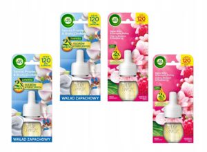 4x Air Wick wkład 19 ml Kwiat Wiśni i Słodka Malina & Bawełna i Orchidea